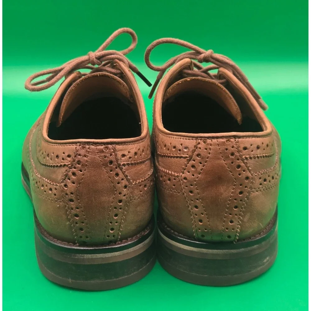 Polo Ralph Lauren Moseley Tan Brown Leather Wingtip Oxford Shoes Mens 8D